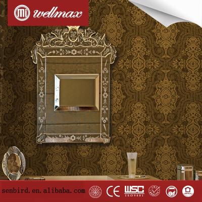 China Breathing wellmax 3d flocked non woven damask wallpaper from alibaba wallpaper and wallcovering manufacturer for sale