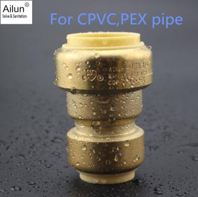 China Lead Free Brass Push Fit Fitting, Use on PEX, CPVC or Copper Pipe, 5/8-Inch O.D. Coupling, Tee for sale