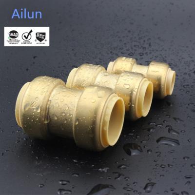 China Push Fit Brass Brass Tee, Push To Connect, 1/2