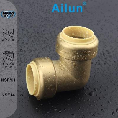 China C46500 Brass Lead Free Brass Push Fit Plumbing Pipe Fittings For PEX Pipe Copper Pipe for sale