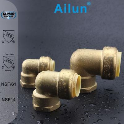 China Custom Brass Fitting Adpater, Brass Push Fit Adapter UPC Approval Female Pushfit Fitting for sale