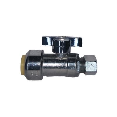 China 1/2 Turn Ball Style General Chrome Plated Straight Push Fit Valves AL-Z-21041 for sale