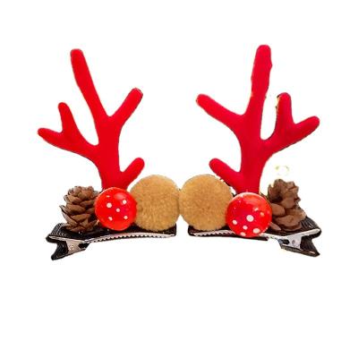 China Christmas Antler Hairpin Side Bell European Japan and Korean Style New and American Hairpin Flocking Headdress Clip Plush Stereo Top Hair Accessories for sale