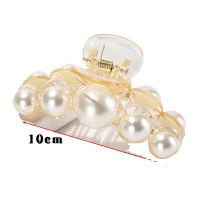 China 2 Solid Color Large Pearl Hair Clips Claw Flower Barrettes Clip Flower Crabs Bat Hairpins Ponytail For Women Girls Hair Accessories Styling for sale