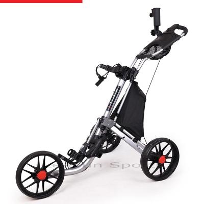 China Brand new push golf cart with large freewheels, aluminum frame including foot brake, score card holder, easy fold system P3 for sale