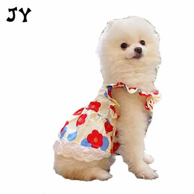 China New Summer Viable Floral Sleeve Fly Sleeve Pet Clothes Korean Short Skirt Teddy Is Thinner Than Bear Dog Cat Clothes Pet Accessories for sale