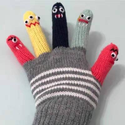 China Wholesale winter 2022 private label winter gloves cute five finger children knitted winter gloves for sale