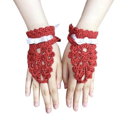 China 2022 New Autumn Comfortable Border Hot Selling Women's Vintage Hand Crocheted Knitted Gloves Women's Apparel Decorative Gloves for sale