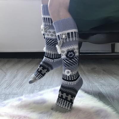 China Ins Style Antibacterial Style Hand Crochet Flower Long Women's Jacquard Wool Border Warm Adult Socks New for sale