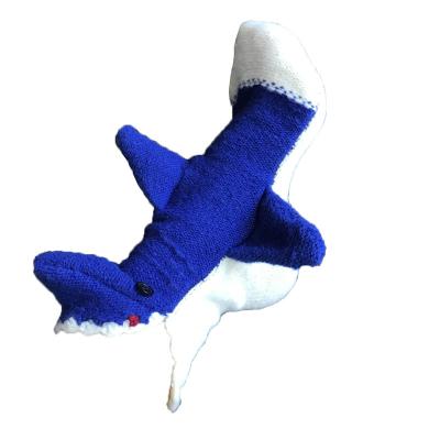 China Breathable Christmas Knitted Floor Socks Ins Style Cartoon Blue Shark Socks Medium Tube Wool Socks for sale