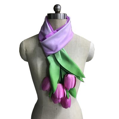 China Luxury Custom Simulated Flower Scarf INS Wind Autumn And Winter Designs And Samples Processing Custom Women's Scarf for sale