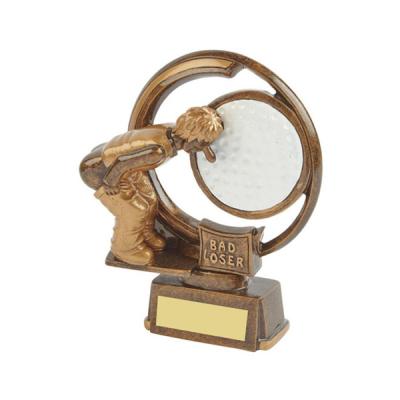 China Europe Trophy 150mm Metal Golf Novelty Evil Big Loser Award Trophy for sale