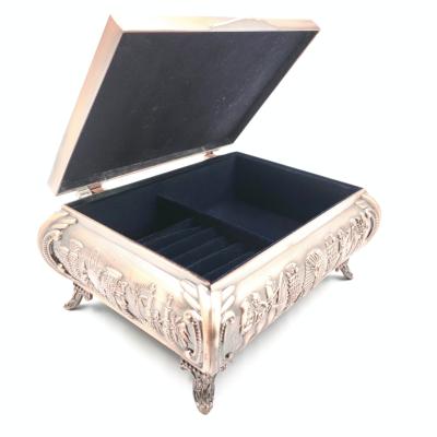 China Vintage Classic Elegant Luxury Creative Rose Metal Plated Jewelry Box for sale