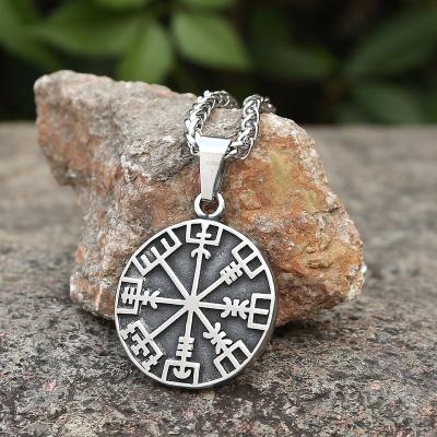 China High Quality Jewelry Viking Protection Jewelry Stainless Steel Pagan Necklace For Men Viking Myth Necklace Vegvisir Necklace for sale