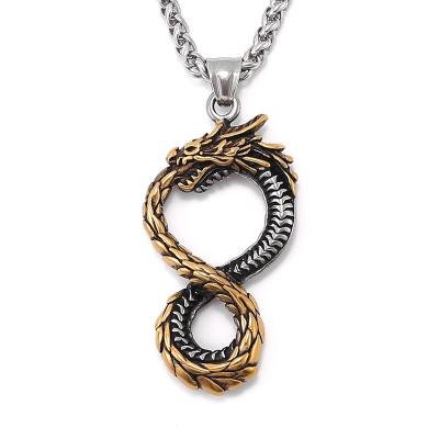 China Viking Jormungandr Pendant Necklace Norse Long Necklace Mens Viking Jewelry Wholesale Stainless Steel Pagan Jewelry On Sale for sale