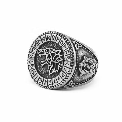 China Mens Steel Ring Norse Culture Ring Fenrir Wolf Ring Viking Jewelry For Wholesale Stainless Norse Jewelry for sale