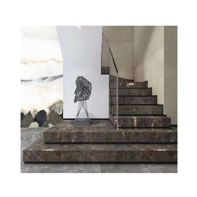 China Traditional polished dark gray marble steps and stair risers for sale