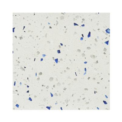 China CLASSIC Full Body Blue Chips White Terrazzo Flooring Floor Tiles , Wall Tiles Interior Wall Graphic Design Unions Stone Glossy 2 Years 1-3% for sale