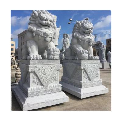 China Traditional art of white marble sculpture lion murti statue &sculpture hand - carved for sale