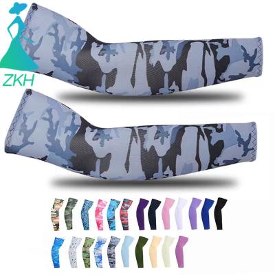 China Wholesale Cheap Breathable Custom Logo Printed Men Camouflage Sun Ice Silk Arm Cooling Sleeves Protective In Wear Cycling Outdoor Sports for sale