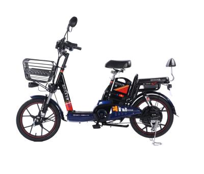 China 2022 Carbon Steel Electric Adult Tandem 48V Step Through Foot Swap City Power E Bike Urban Bicycle With Alarm And Rear Seat For 2 Person for sale