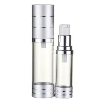 China 15ml 20ml 30ml 40ml 50ml Plastic Cylinder Airless Cosmetic Bottle AS Screen Printing for sale