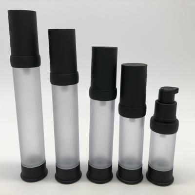 China 15-35ml Black Color Airless Plastic Lotion Bottle Perfect for Skin Care Solutions for sale