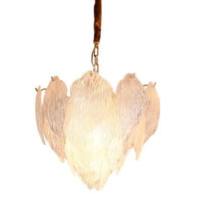 China Hotel Glass Leaf Leaves Modern Crystal Lighting Art Moroccan Luxury New Pendant Chandelier for sale