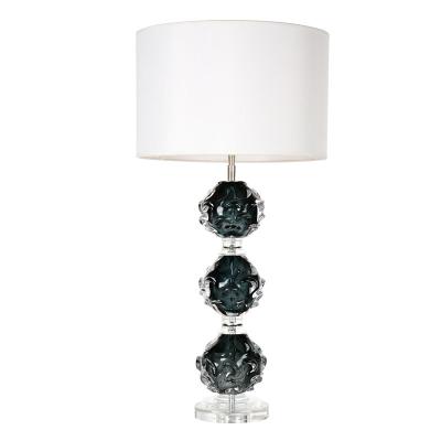 China Handblown Modern Interior Decorative Dark Smoky Green Sphere Glass Table Lamp Home For Decor Living Room for sale