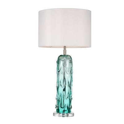 China European Handmade Crystal Table Lamp Green Living Room Lamp With Fabric Shade For Home Hotel Bed Side for sale