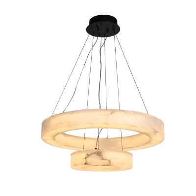 China Contemporary Luxury Alabaster Art Deco LED Ring Chandelier Pendant Lamp For Home Living Room for sale