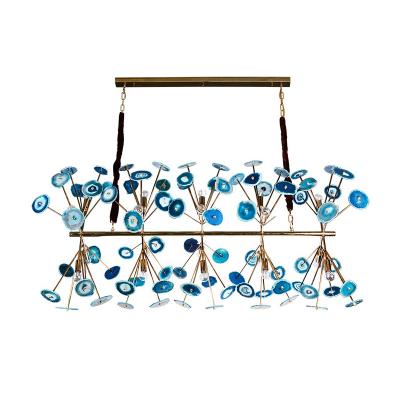 China Modern High End Attic Style Custom Blue Agate Chandelier Lighting For Hotel Living Room for sale