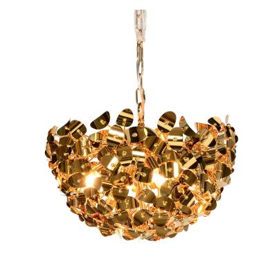 China Contemporary Hot Sale Golden Leaves Chandelier Lamp Modern Living Room Pendant Light Decor For Home for sale