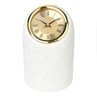 China Elegant creative clock decor marble Europe computer table living room bookend ornaments with diagonal mouth for sale