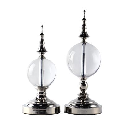 China Indoor Top Metal Crystal Globe Nickel Finish Sharp Decoration Steel Home Accessory for sale