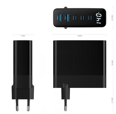 China 140W Output Power GaN Tech 5 Ports 140W USB-C QC4.0 20V/5A GaN Wall Charger For PD 65W/100W/140W USB-A iPhone/Laptop/MacBook for sale