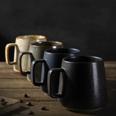 China Durable Rustic Handmade Ceramic Japanese Vintage Clay Speckled Wholesale 12oz Coffee Cup Mugs for sale