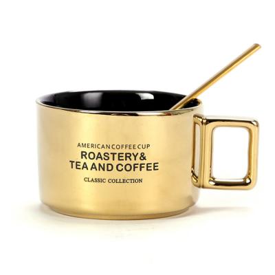 China Wholesale Viable Luxury Modern Gold Black Cup Espresso 4oz Mini Coffee Mug Amber White Ceramic for sale