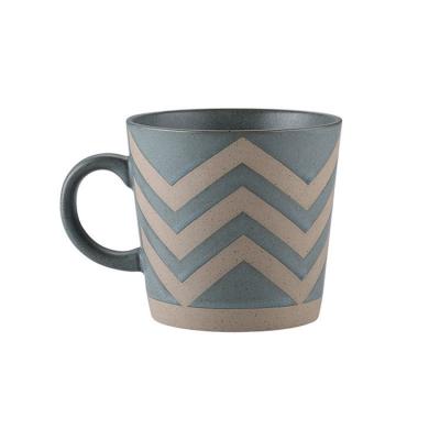 China 12oz Rustic Wholesale Viable Matte Blue Green Vintage Ceramic Nordic Clay Coffee Mug for sale