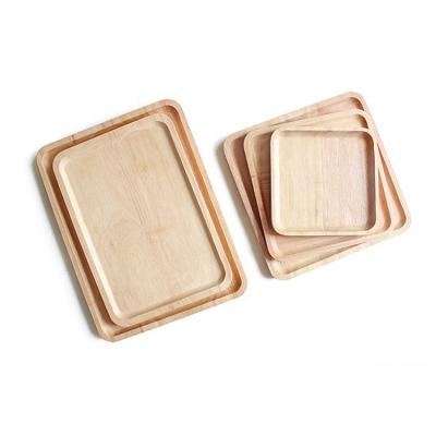 China Food Serving Wholesale Custom Square Round Rectangular Rustic Natural Wood Cafe Food Serving Tray for sale