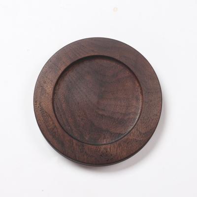 China Sustainable Wholesale Custom Engrave Empty Round Walnut Wooden Coffee Cup Mug Coaster For Drinks for sale