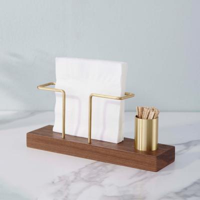 China Walnut minimalist custom wholesale luxury nordic home decorative home restaurant wooden napkin holder for sale