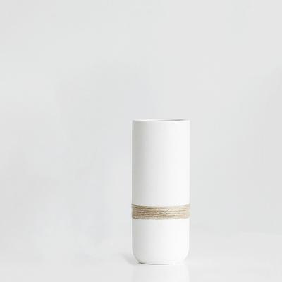 China Wholesale Modern Minimalist Matte White Home Decor Ceramic Cylinder Nordic Rustic Flower Vase for sale