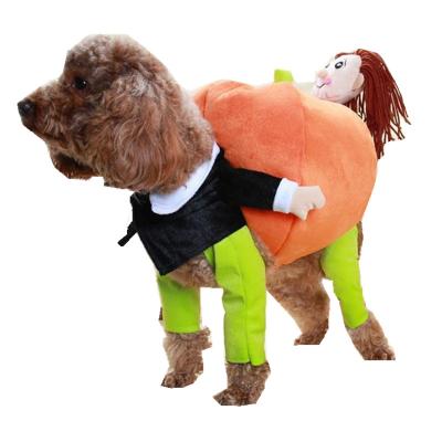 China Sustainable Fashion Funny Pet Cosplay Clothes Christmas/Pumpkin Lifting/Mammon Costume Riding Suit Maker for sale