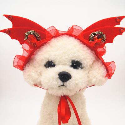 China JXANRY Cat Headdress Demon Hat Pet Cosplay Hair Pet Supplies Funny Cat Accessories Halloween Series Dog Viable Pet for sale