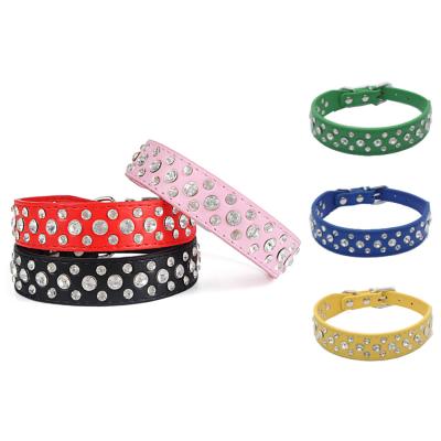 China JXANRY Adjustable Rhinestone Collar Dog Collar Manufacturer Direct Sales Adjustable Pet Collar Three Rows for sale