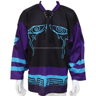 China breathable & Durable Custom Make Sublimated Toddler Adult Professional Hockey Jersey Laced for sale