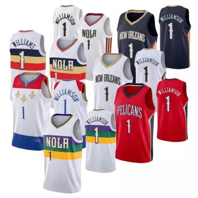 China New New Orleans Pelican 1 Season Zion Williamson Top Quality Embroidery Antibacterial Basketball Tank Top for sale