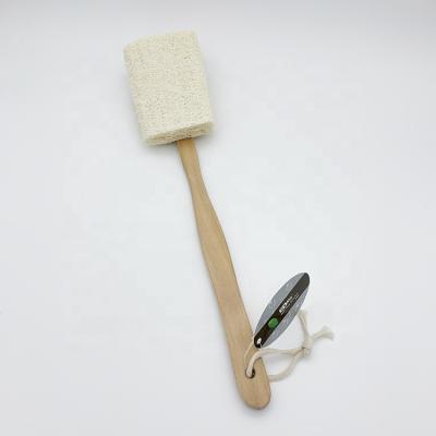 China All Body Long Handle Natural Back Sponge Scrubber Wooden Loofah Brush for sale