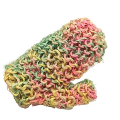 China EXFOLIATE Hand Knitted Colorful Body Cleansing Gloves Exfoliating Sisal Bath Gloves for sale